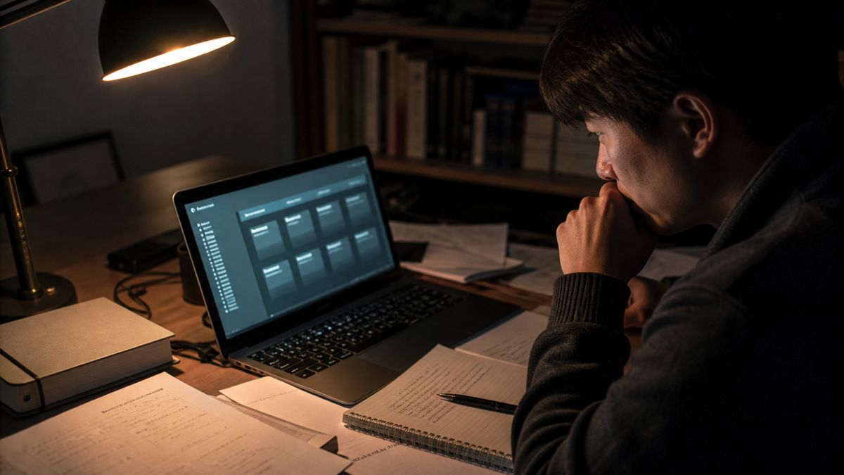 researcher analyzing dark web directory on laptop