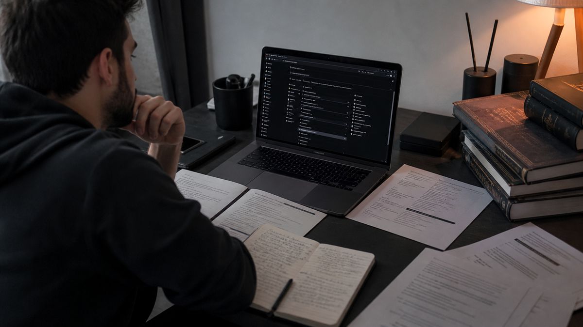 researcher organizing GitHub resources on a laptop